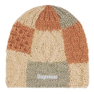 Supreme Block Knit Beanie- Tan